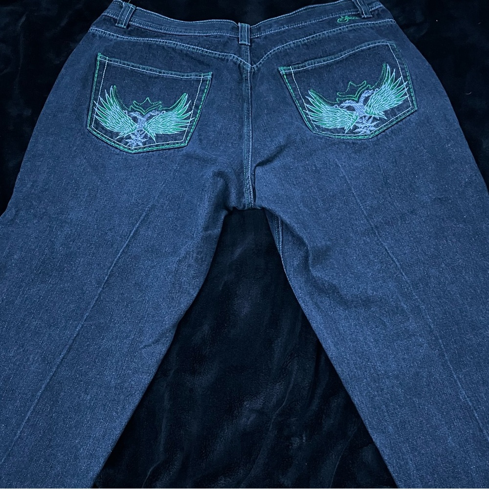 black and green vintage y2k “jinzu” brand jeans